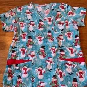 Snowman Scrub Top